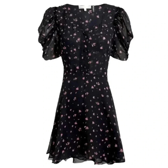 NWT LoveShackFancy Cora Floral Black 100% Silk Mini Dress Size: XS - Picture 6 of 15